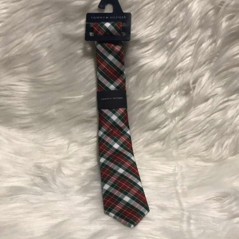 TOMMY HILFIGER Designer Boys Multicolor Plaid Tie NWT Holiday